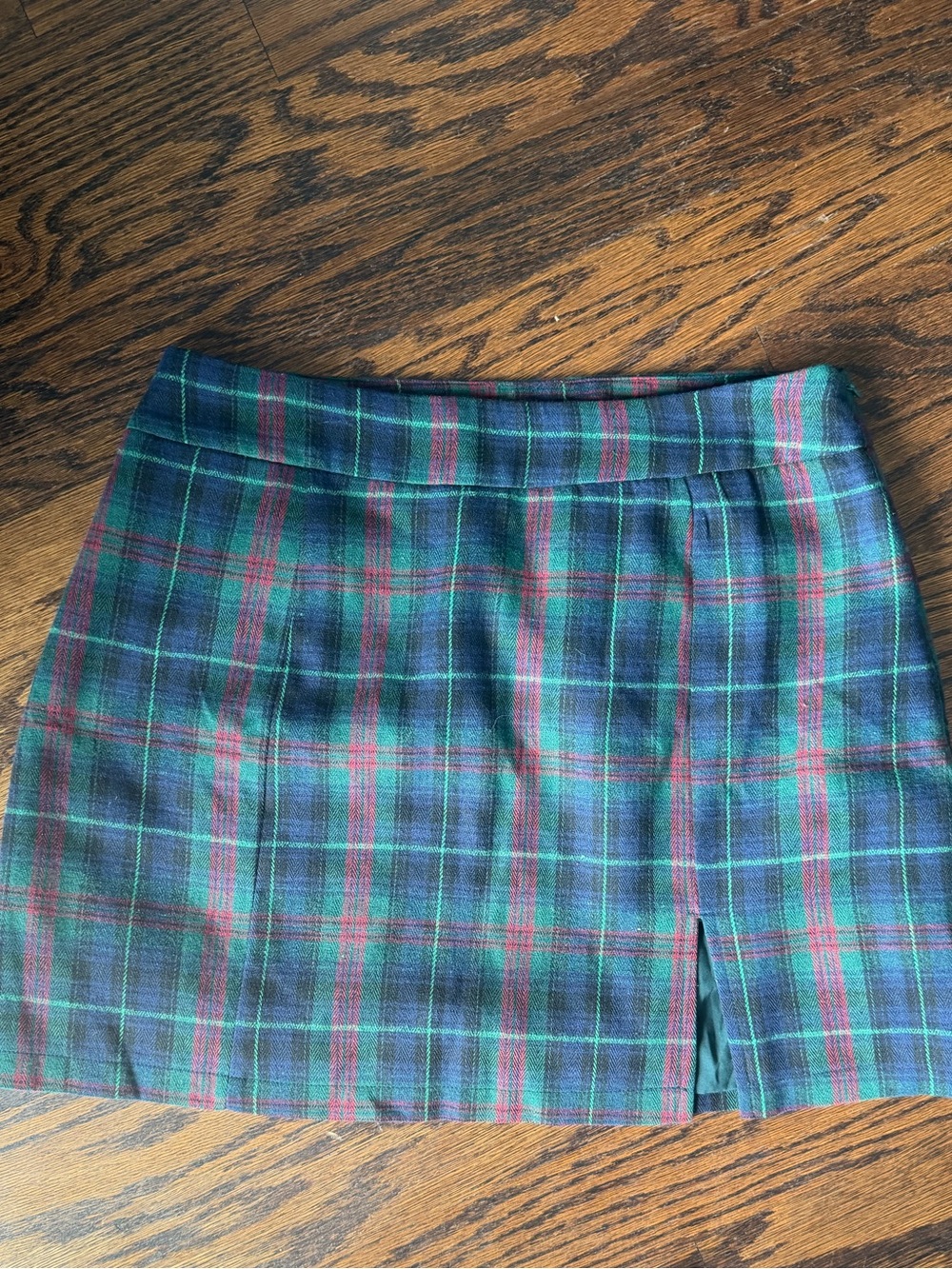 Plaid Mini Skirt in Green and Navy - Classic Women's Skirt